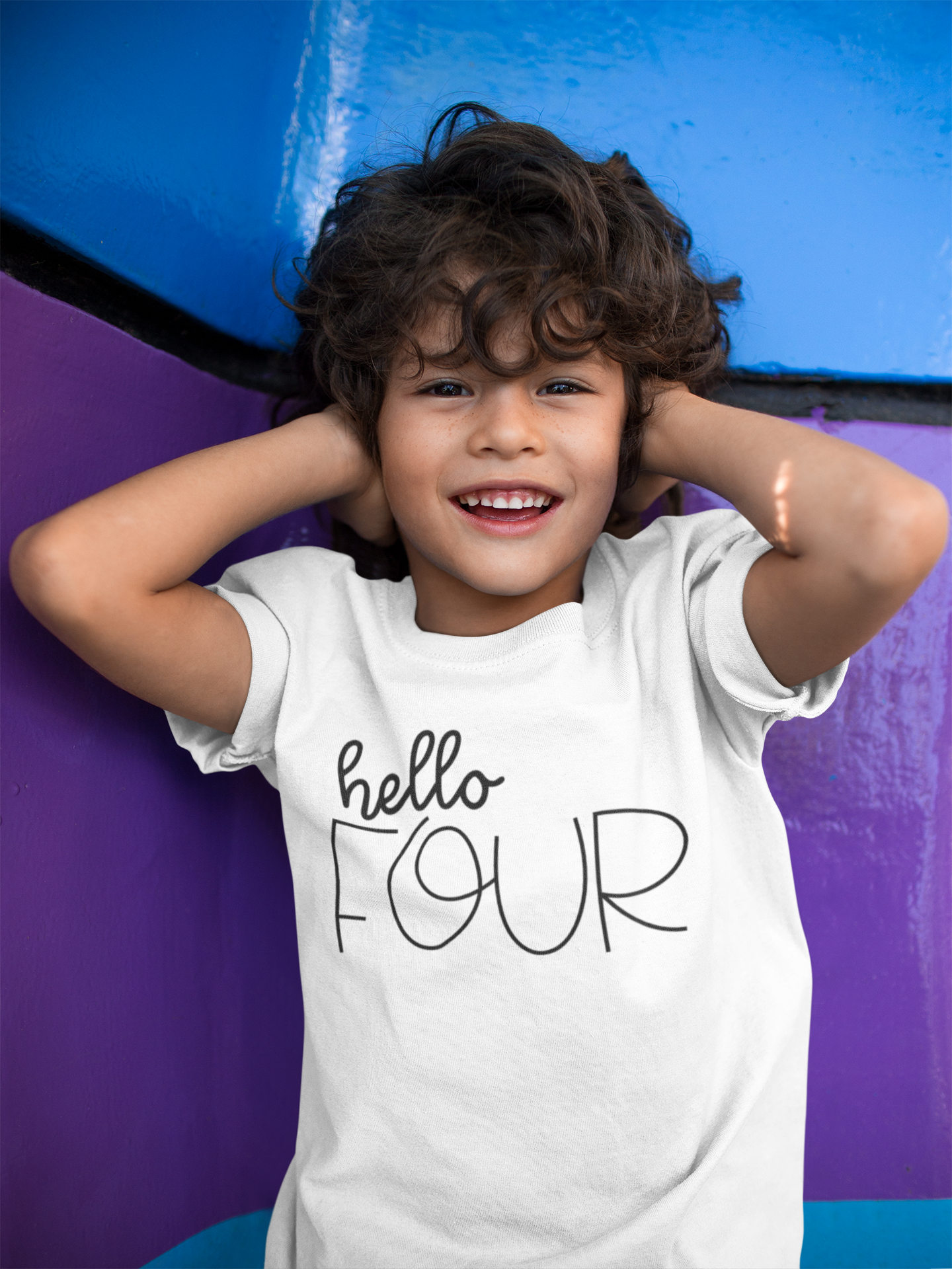 Hello Four Kids T-shirt Birthday
