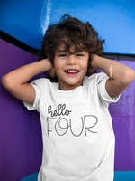 Load image into Gallery viewer, Hello Four Kids T-shirt Birthday
