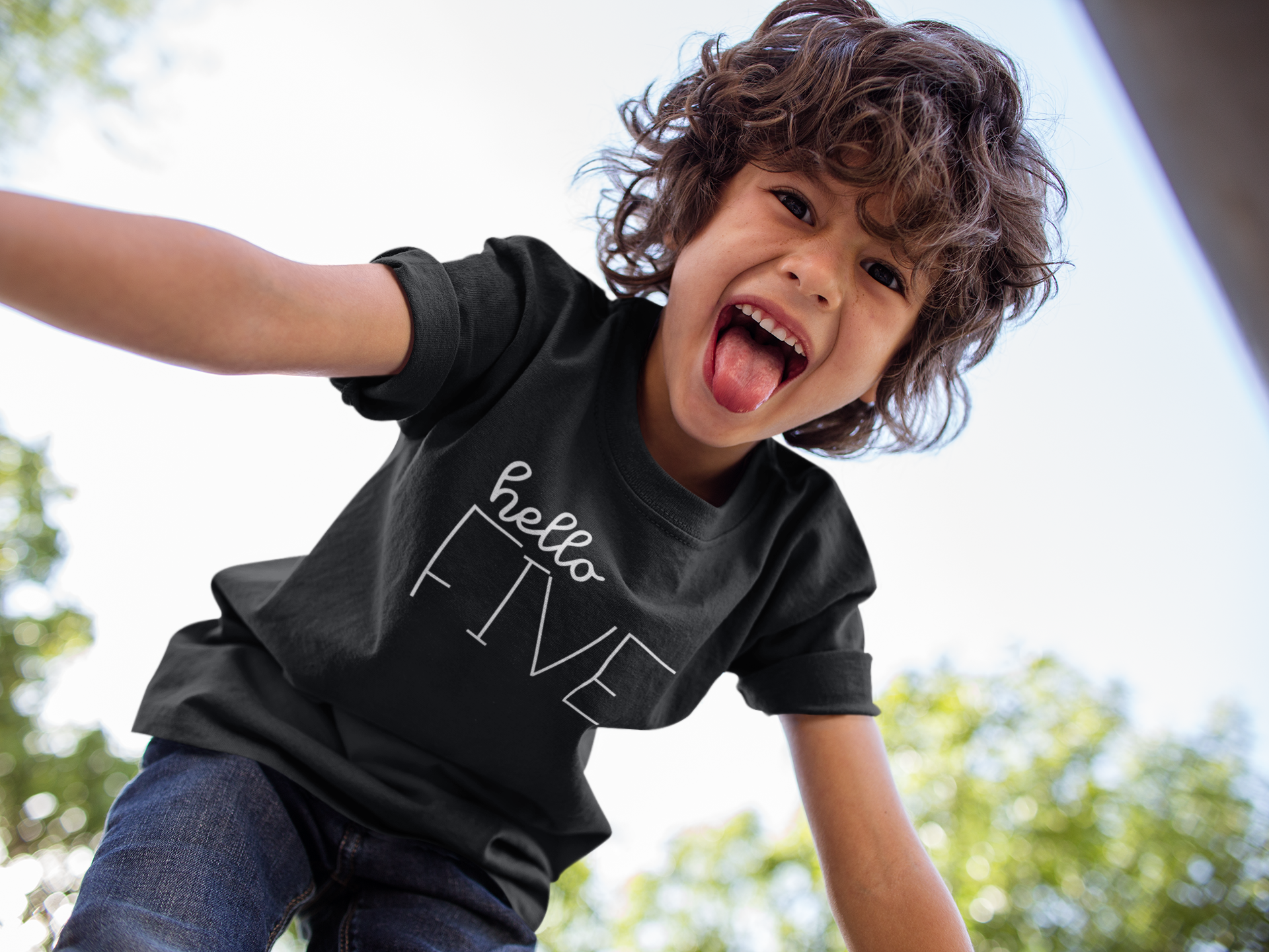 Hello Five 5th Birthday Kids T-shirt