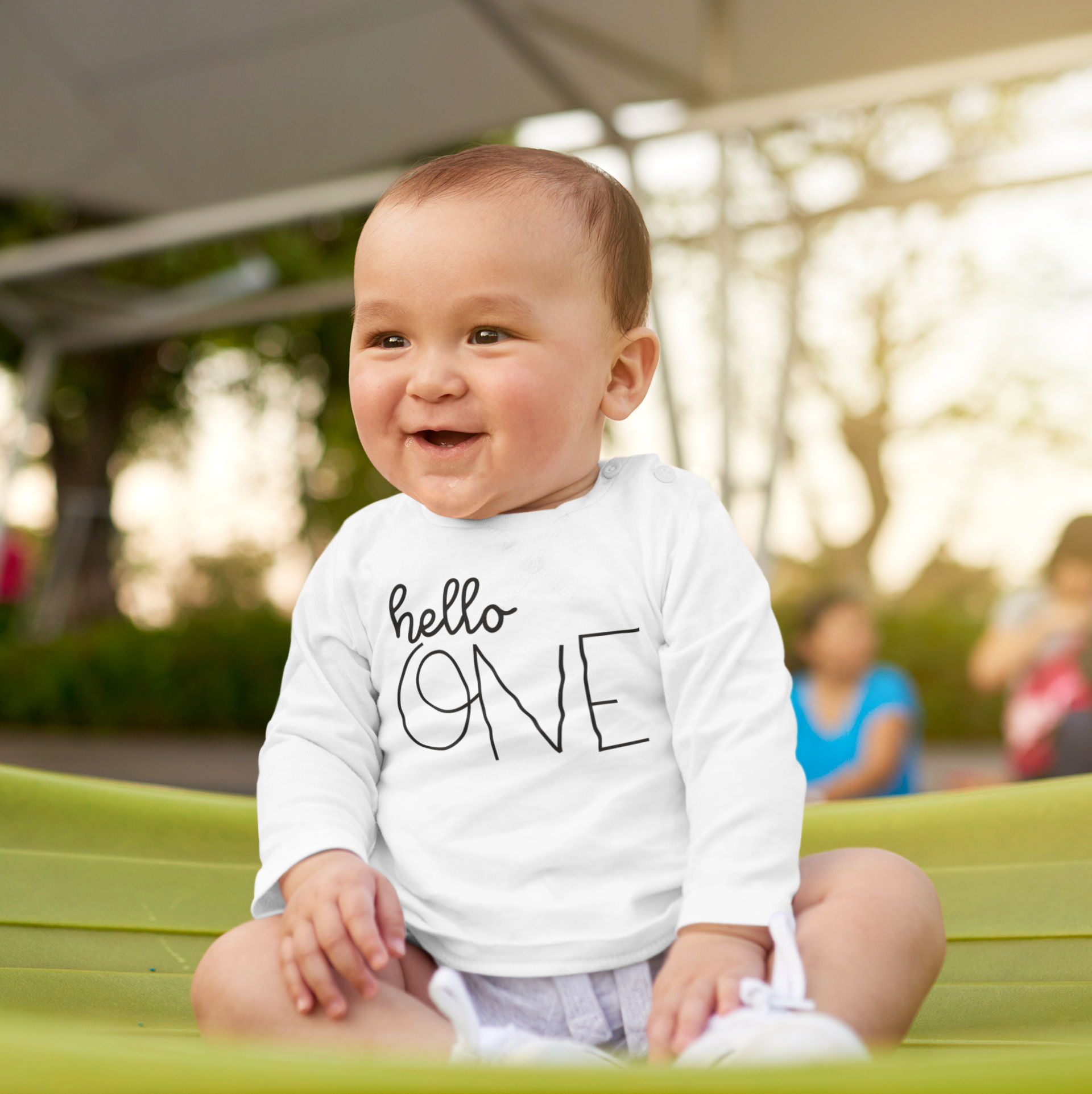Hello One 1st Birthday LONG SLEEVE Kids T Shirt Red Leader Clothing