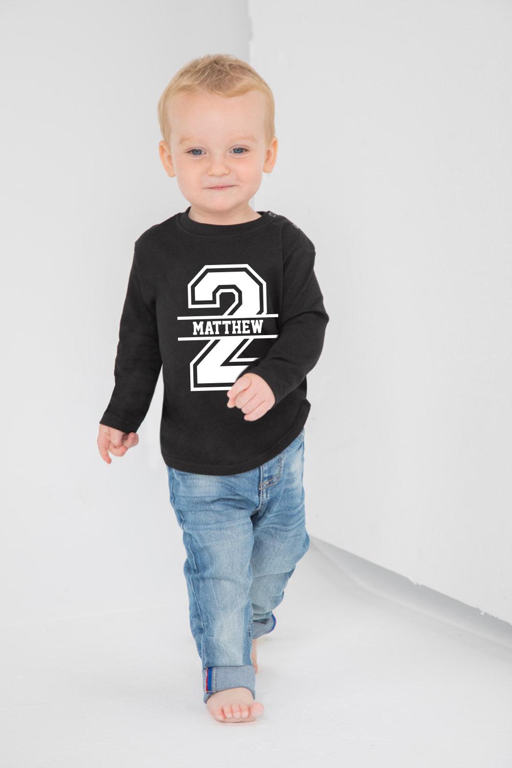 2nd Birthday LONG SLEEVE Personalised Kids T-Shirt - Red Leader Clothing