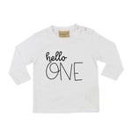 Load image into Gallery viewer, Hello One 1st Birthday LONG SLEEVE Kids T-Shirt
