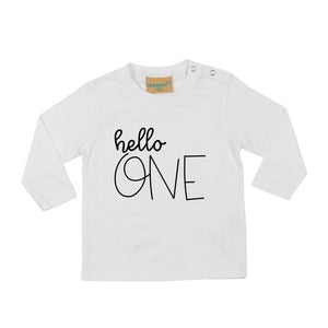 Hello One 1st Birthday LONG SLEEVE Kids T-Shirt