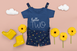 Load image into Gallery viewer, Hello Two Unisex Kids Birthday Age T-shirt
