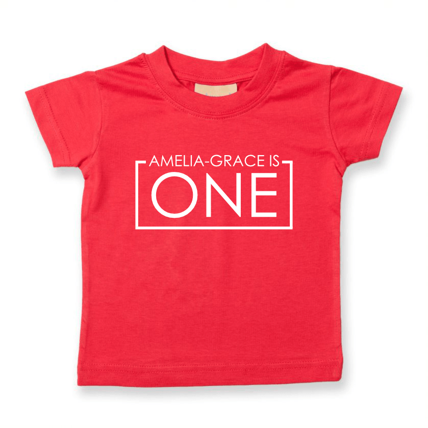 1st Birthday One Year Old Personalised Kids T-Shirt - Red Leader Clothing