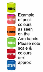 Load image into Gallery viewer, Hi Viz Arm Bands Printed SECURITY STEWARD FIRST AID DOCTOR MARSHAL VISITOR MEDIC
