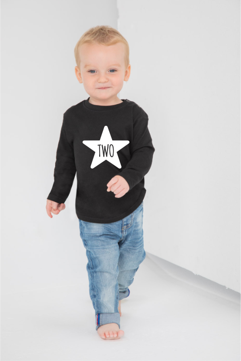 Two 2nd Birthday STAR LONG SLEEVE Kids T-Shirt