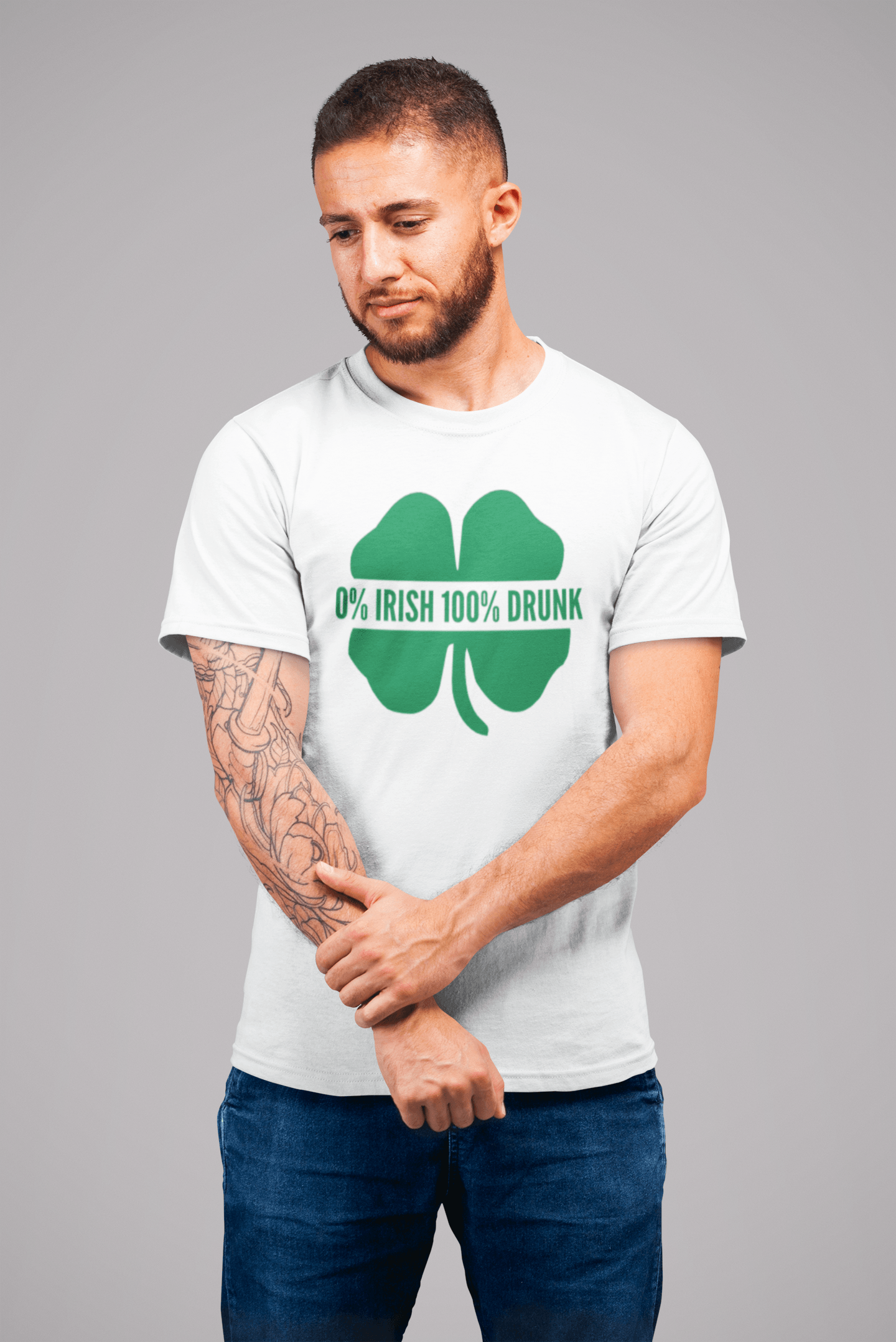 0% Irish 100% Drunk Mens/Adult T-Shirt - Red Leader Clothing