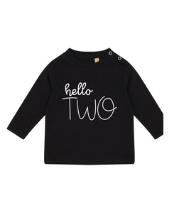 Hello Two 2nd Birthday LONG SLEEVE Kids T-Shirt