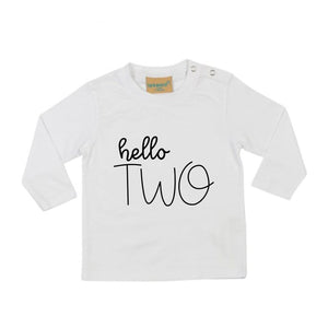 Hello Two 2nd Birthday LONG SLEEVE Kids T-Shirt
